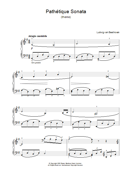 Product gallery: Page 1 of 1 Theme From Pathetique Sonata, Ludwig Van Beethoven