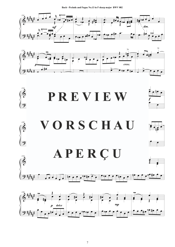 Product gallery: Page 8 of 9 Prelude and Fugue No. 13 in F sharp major BWV 882, , Solo Piano