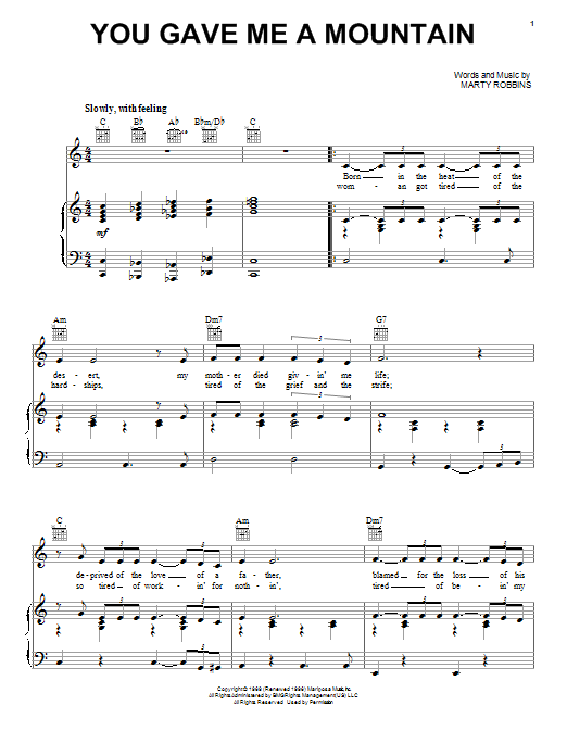 Produktgalerie: Seite 1 von 1 You Gave Me A Mountain, Elvis Presley, Gesang, Gitarre, Klavier