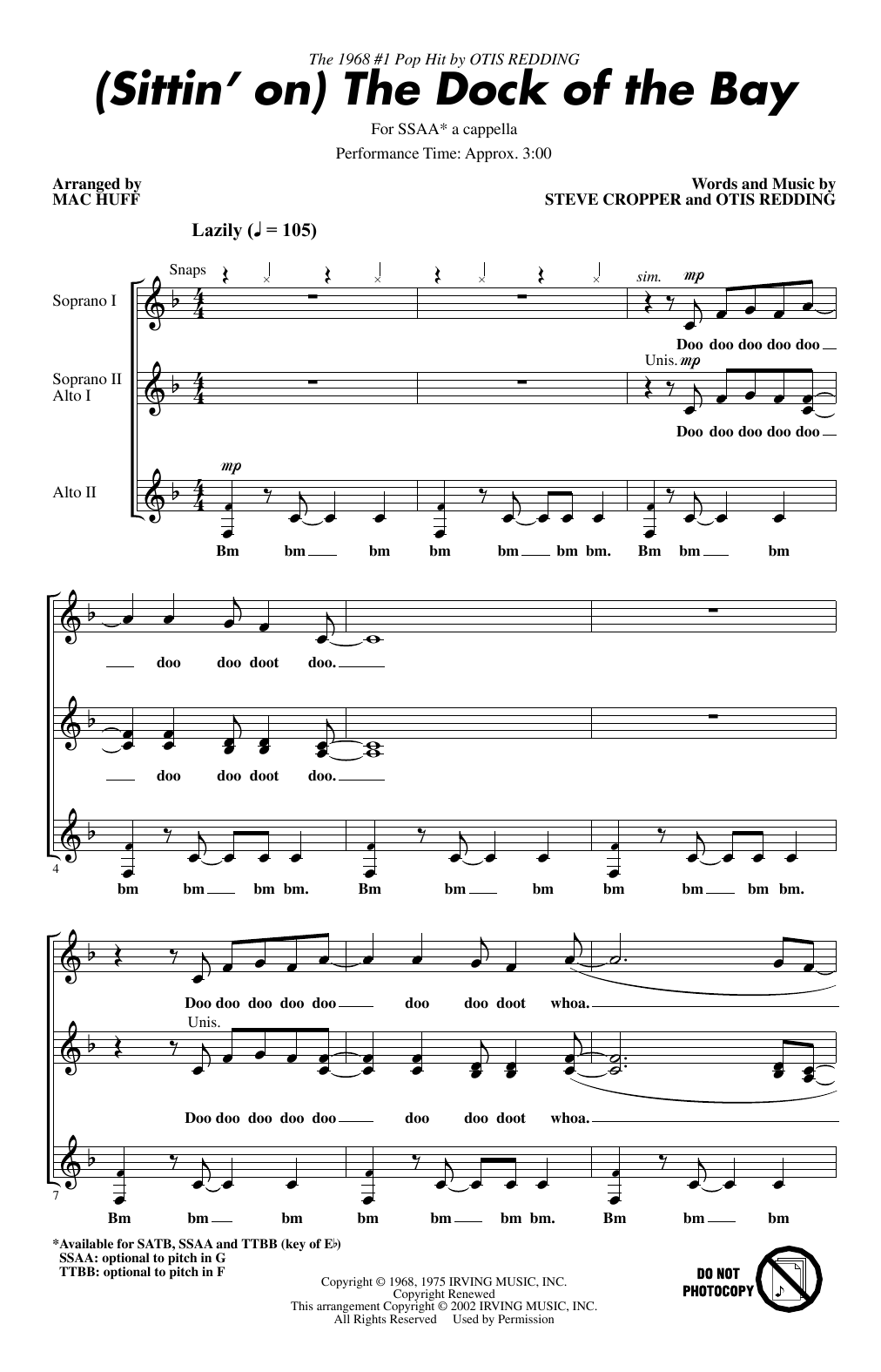 Product gallery: Page 1 of 1 (Sittin' On) The Dock Of The Bay (arr. Mac Huff), Otis Redding