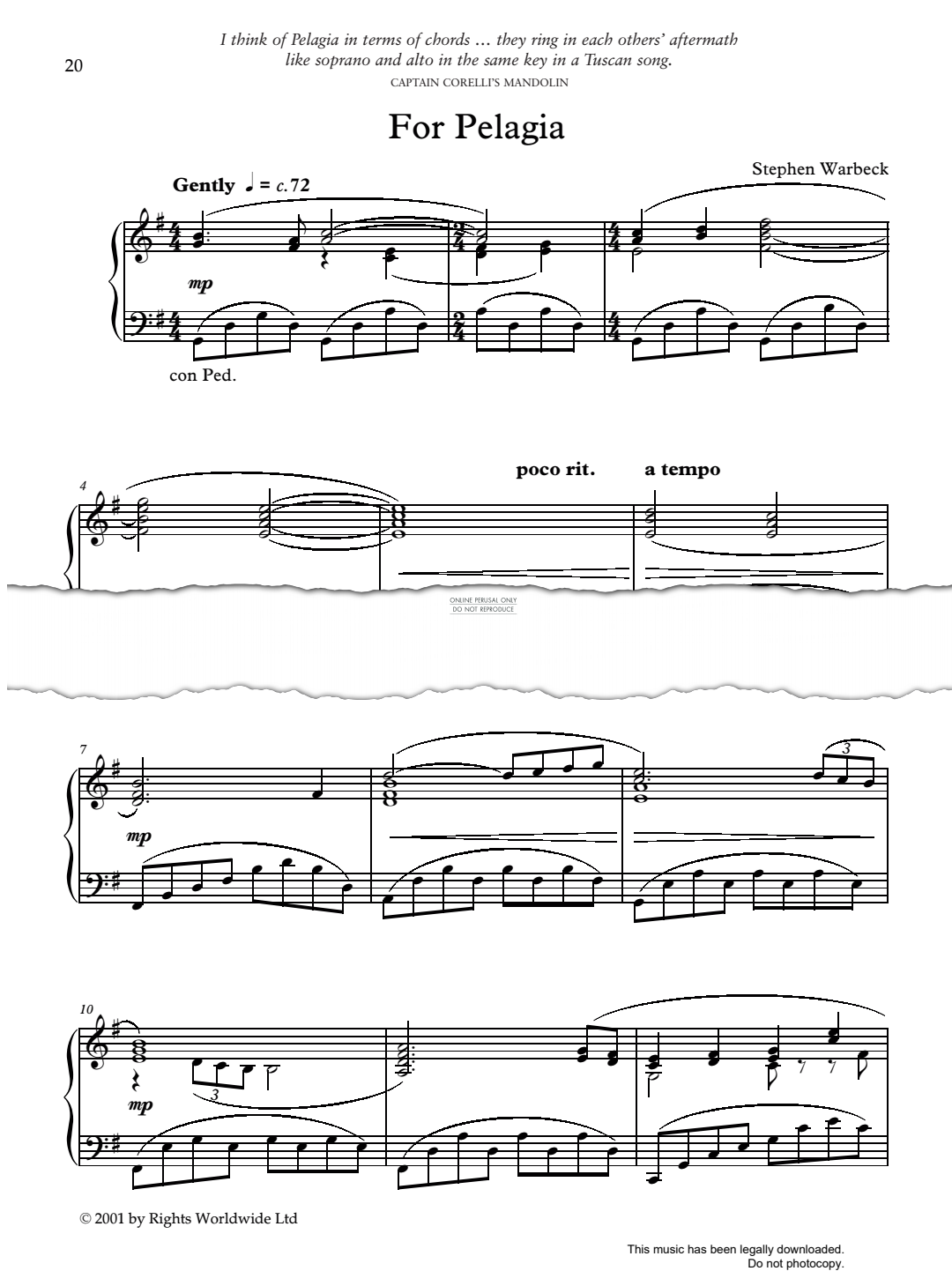 Produktgalerie: Seite 1 von 1 For Pelagia, Stephen Warbeck, Klavier