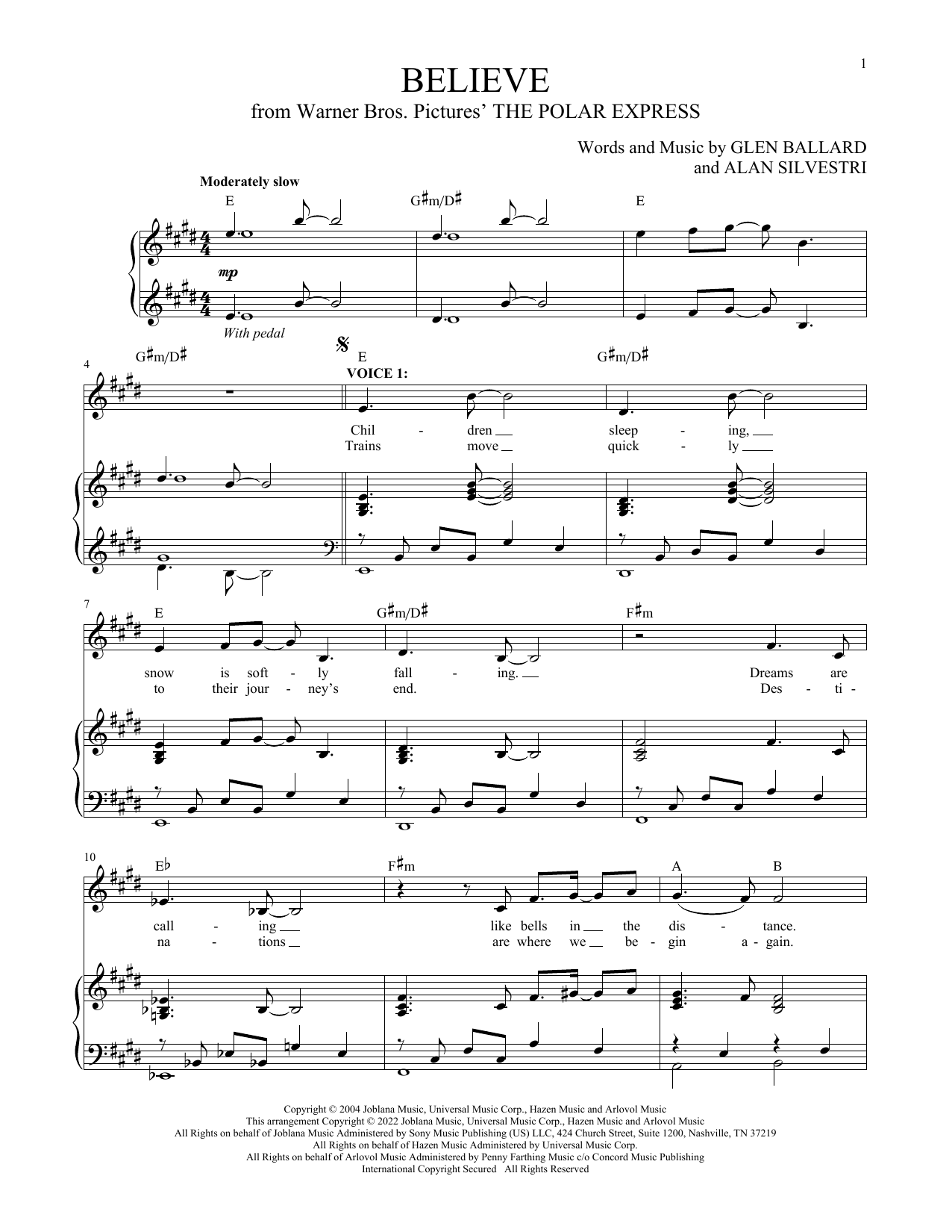 Product gallery: Page 1 of 1 Believe (from The Polar Express), Josh Groban