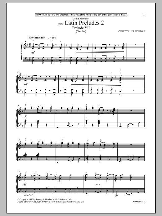 Product gallery: Page 1 of 1 Prelude VII (Samba) (from Latin Preludes 2), Christopher Norton