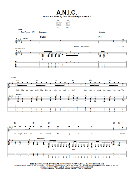 Produktgalerie: Seite 1 von 1 A.N.I.C., Sum 41, Gitarre
