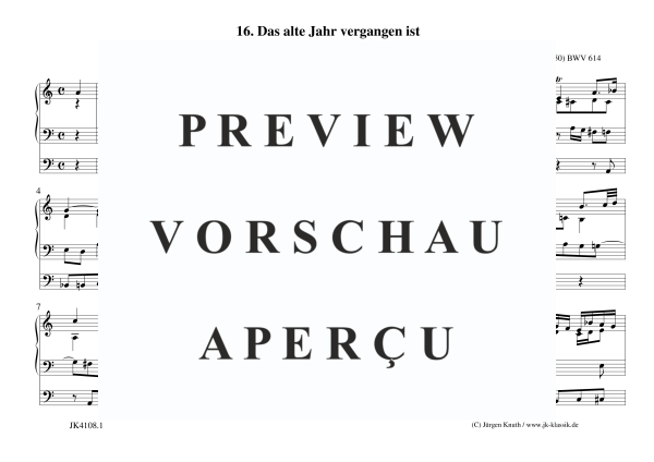 gallery: Das alte Jahr vergangen ist BWV 614 (Orgelbüchlein Nr.16), , Orgel Solo