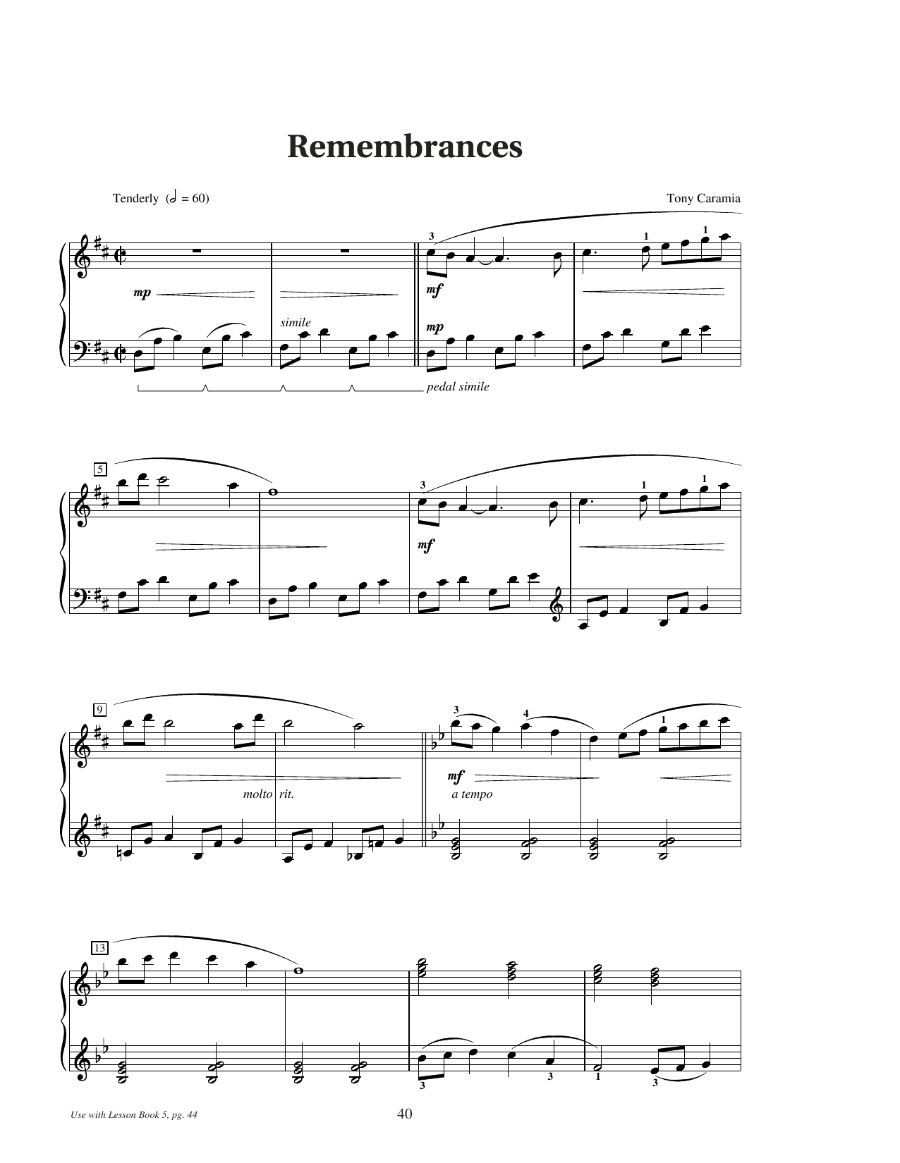 Produktgalerie: Seite 1 von 1 Remembrances, Tony Caramia, Klavier