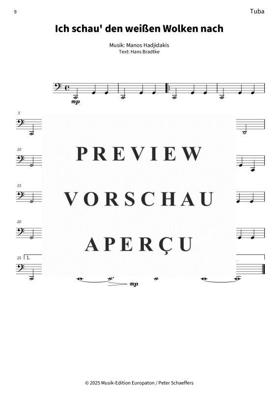 Produktgalerie: Seite 11 von 11 Ich schau´ den weißen Wolken nach, Nana Mouskouri, (Blechbläserquartett)