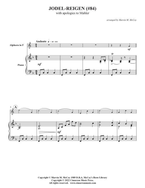 Produktgalerie: Seite 1 von 6 Jodel-Reigen, , Alphorn in F und Klavier