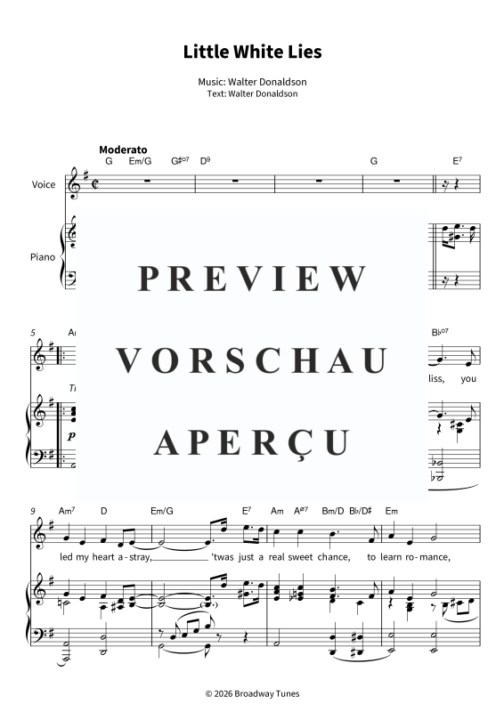 Produktgalerie: Seite 5 von 8 Little White Lies - Timeless Tin Pan Alley Classic - Vocal & Piano in G Major with Lyrics, , Gesang und Klavier