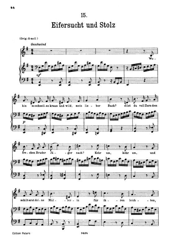 Product picture to: Eifersucht und Stolz D.795-15 (Die Schöne Müllerin)Franz Schubert