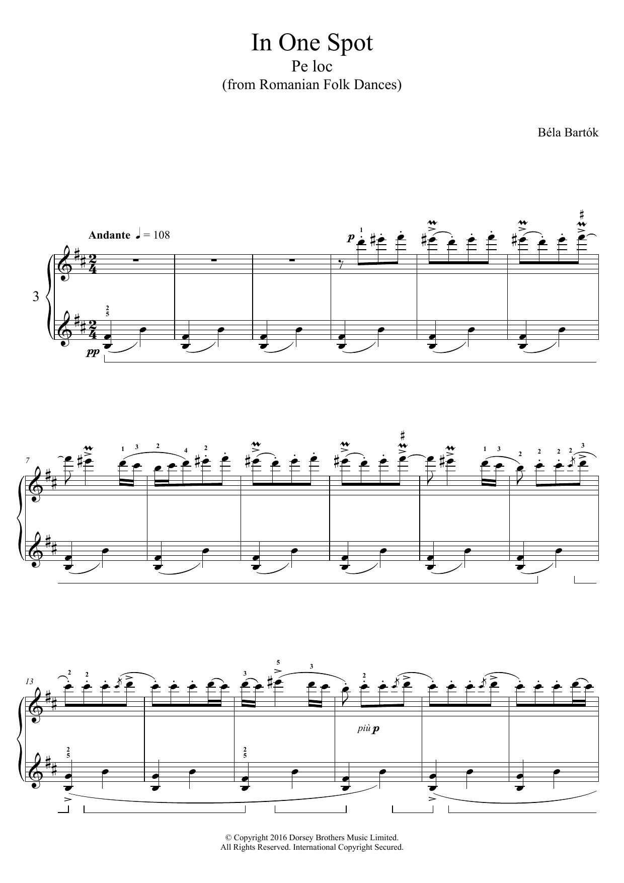 Product gallery: Page 1 of 1 In One Spot (from Romanian Folk Dances), Béla Bartók