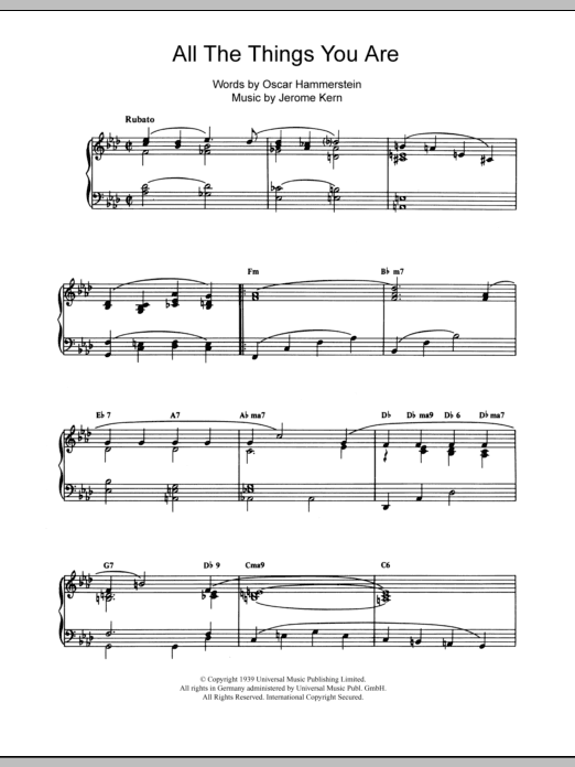 Product gallery: Page 1 of 1 All The Things You Are, Jerome Kern