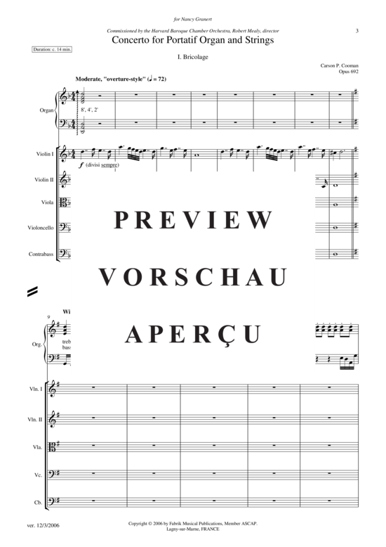 Product gallery: Page 4 of 21 Concerto for Portatif Orgue et Strings , , (String orchestra score)