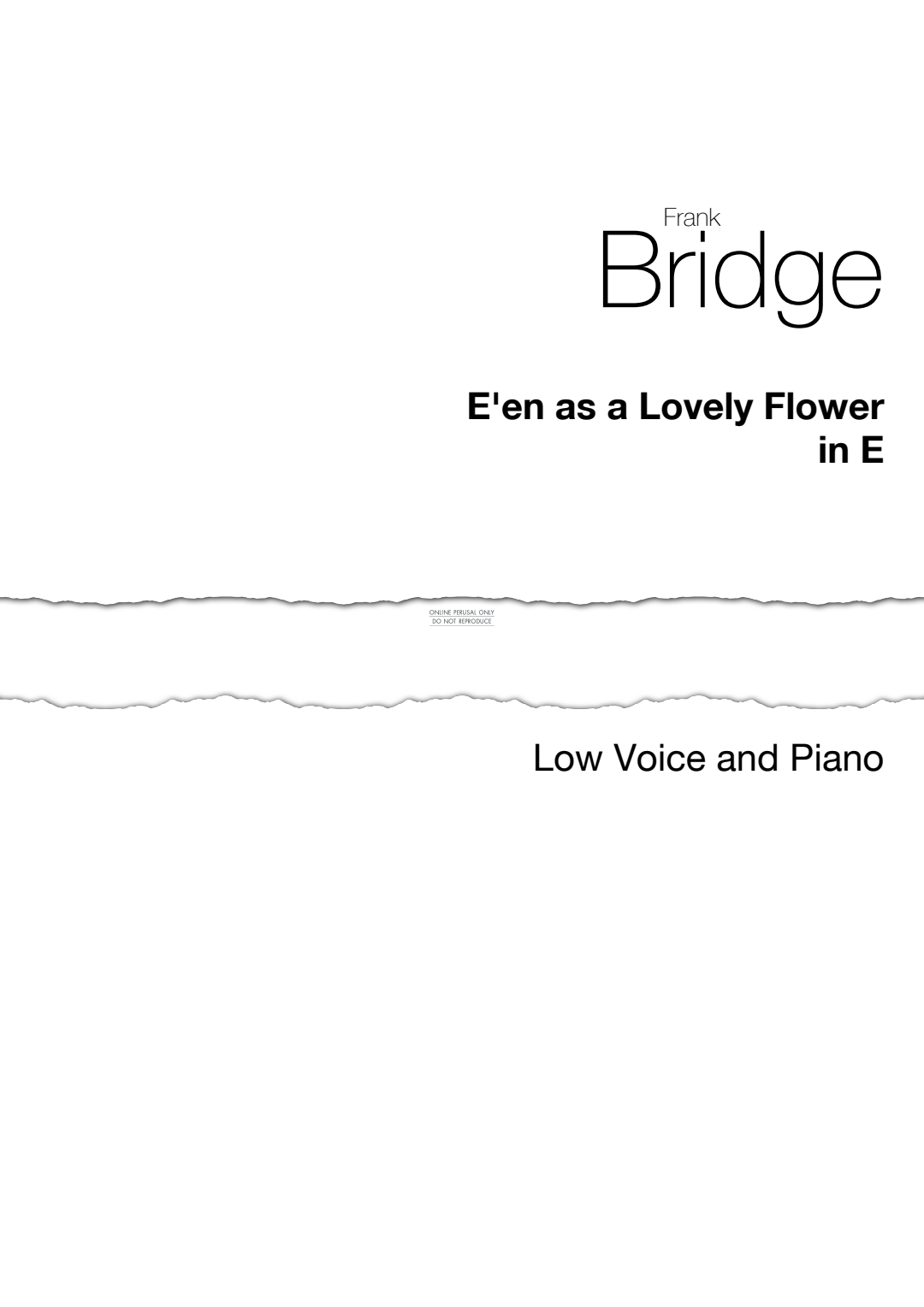 Produktgalerie: Seite 1 von 1 E’en As A Lovely Flower, Frank Bridge, Gesang, Klavier
