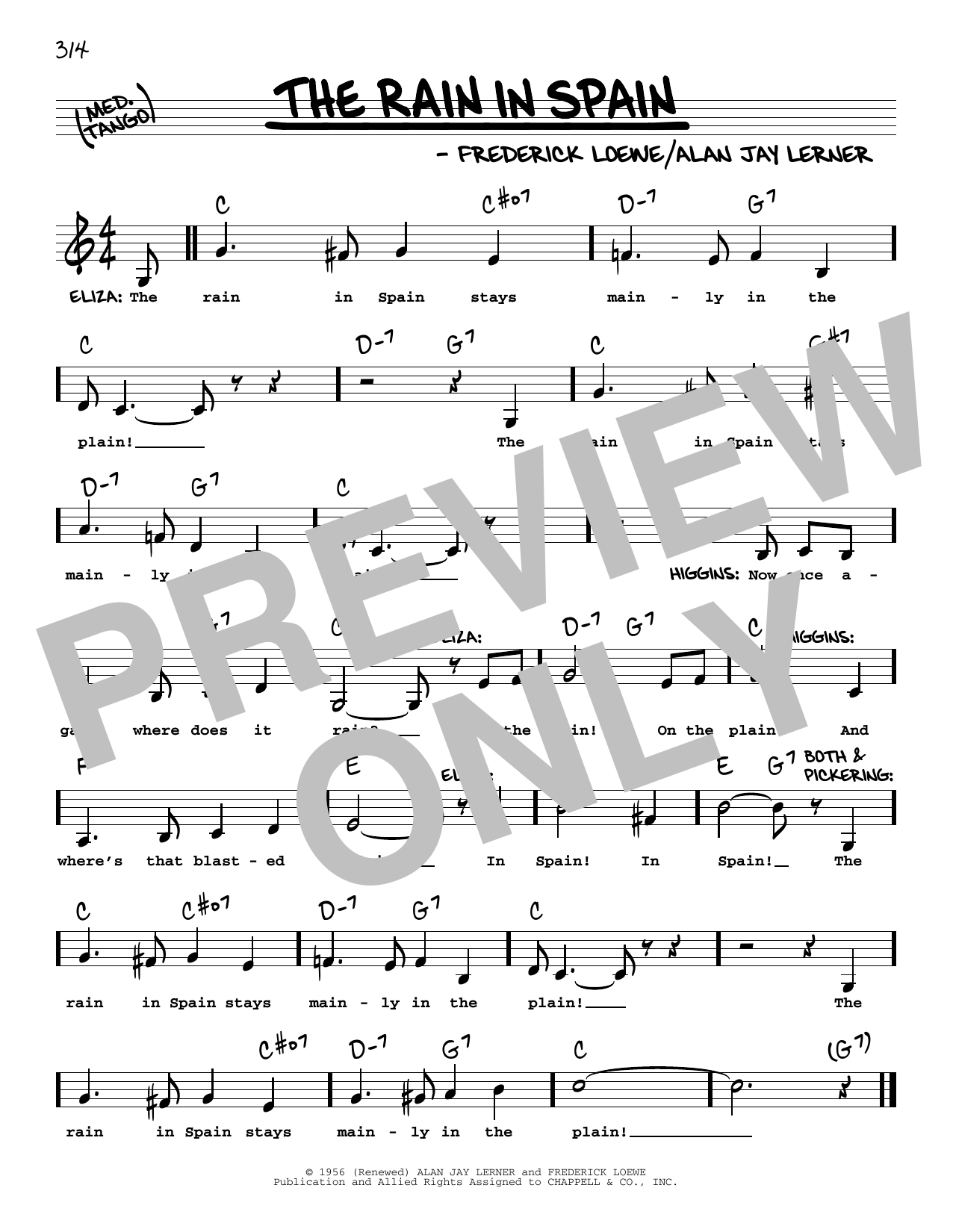 Produktbild zu: The Rain In Spain (from My Fair Lady) (Low Voice)