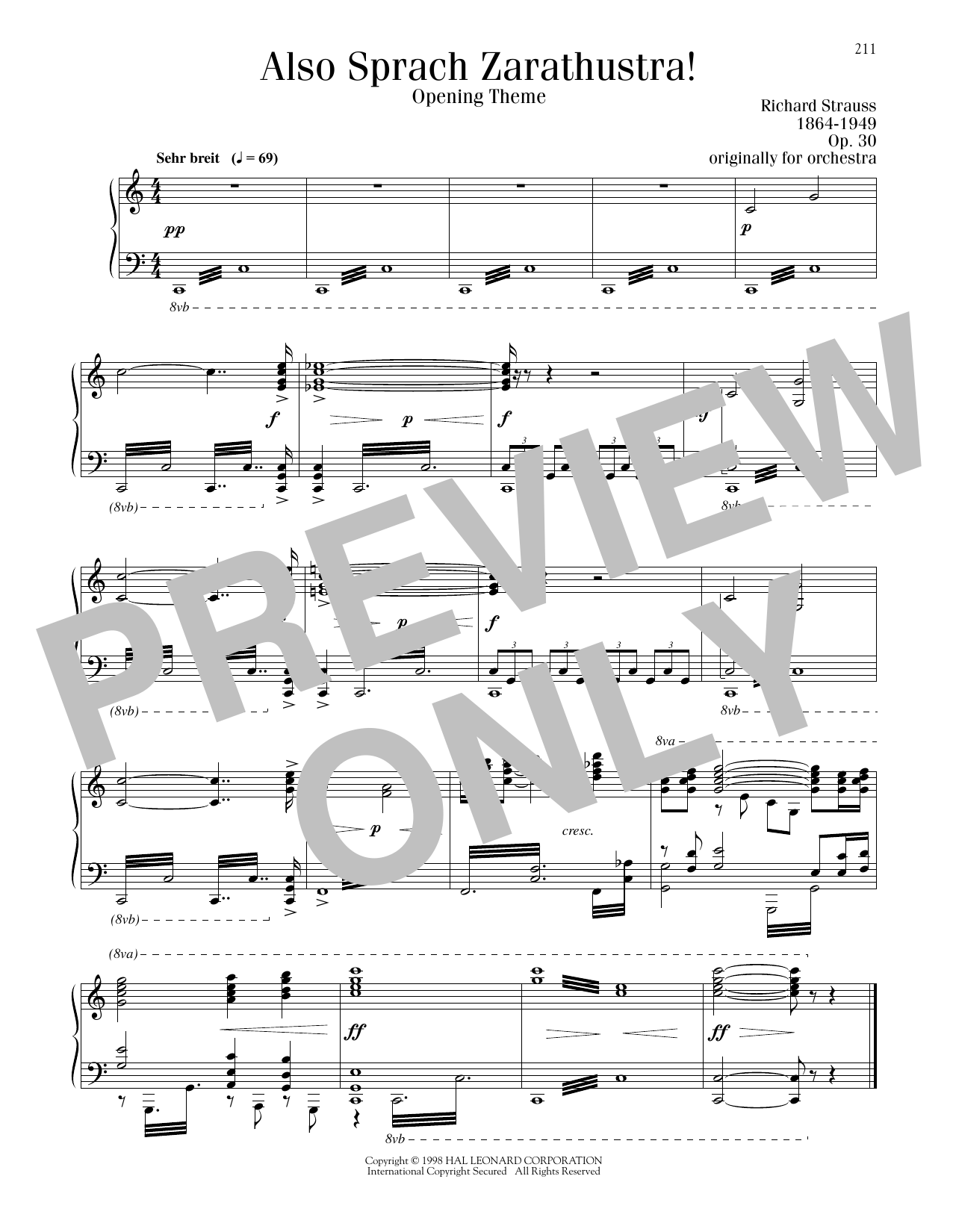 Produktbild zu: Also Sprach Zarathustra, Opening Theme