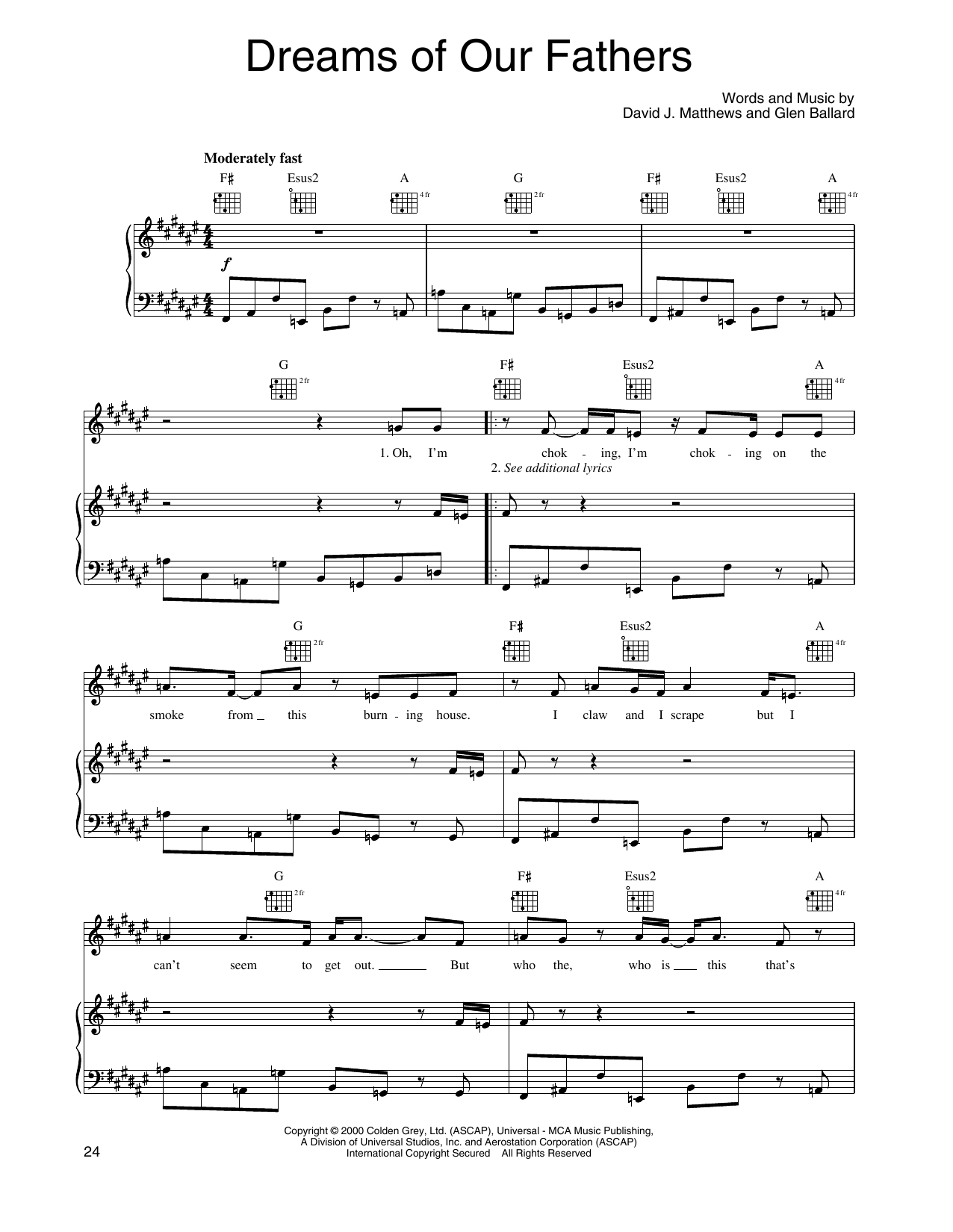 Produktgalerie: Seite 1 von 1 Dreams Of Our Fathers, Dave Matthews Band, Gesang, Gitarre, Klavier