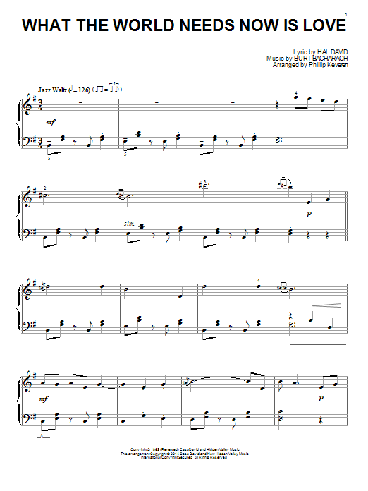 Produktbild zu: What The World Needs Now Is Love (arr. Phillip Keveren)