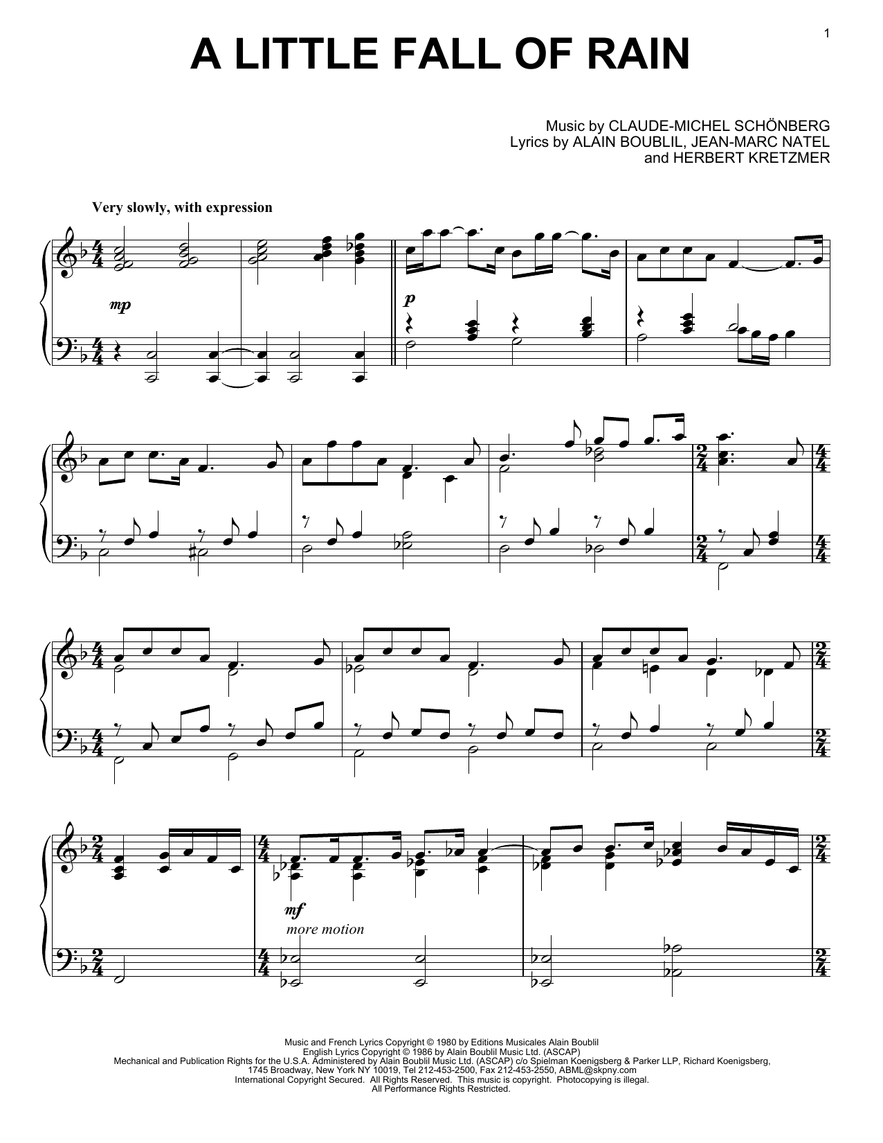 Product gallery: Page 1 of 1 A Little Fall Of Rain, Les Miserables (Musical)