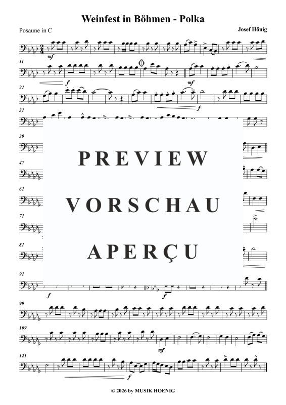 Produktgalerie: Seite 5 von 5 Weinfest in Böhmen, , Blechbläser Quartett - Einzelstimme Posaune in C