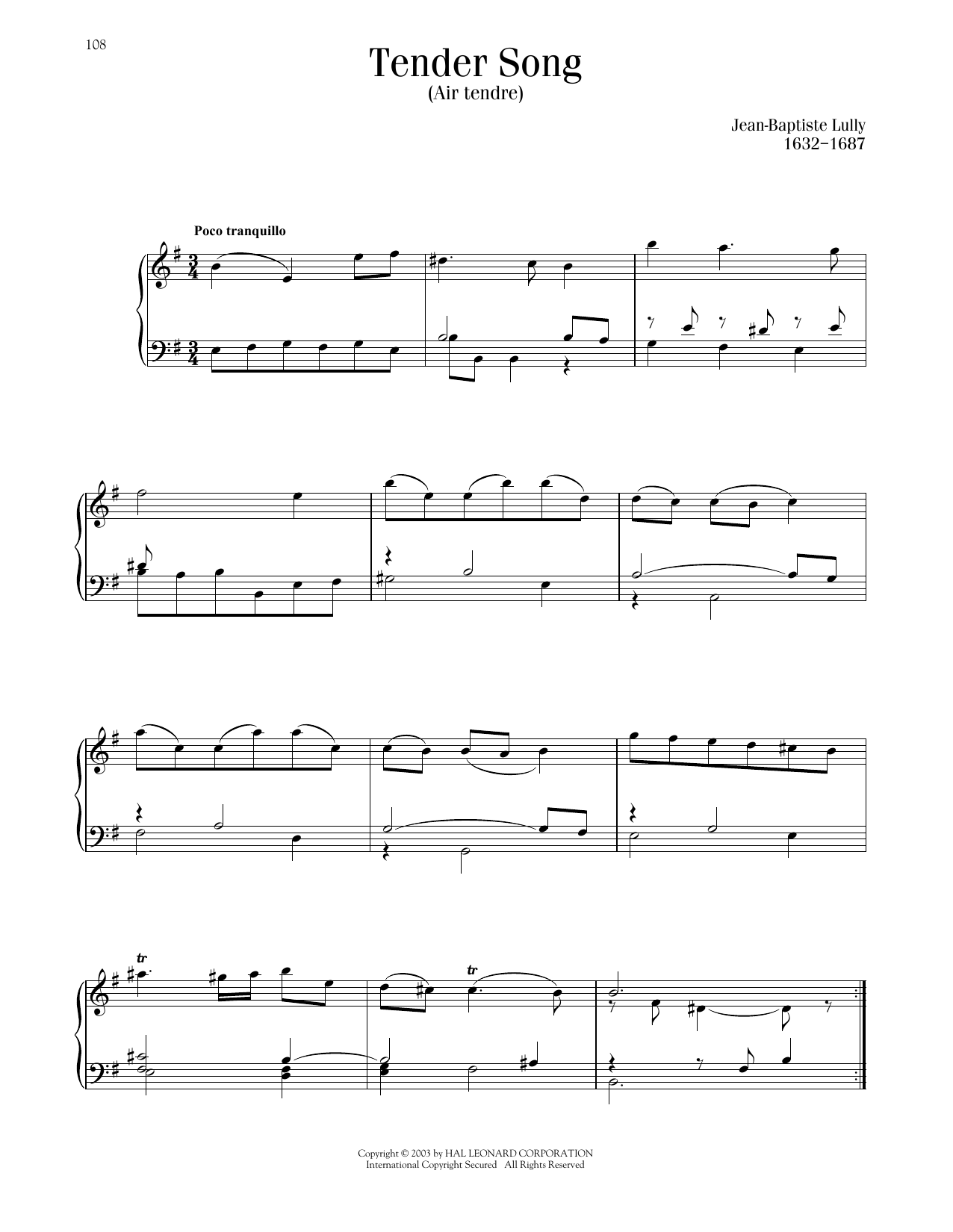 Product picture to: Tender Song (Air Tendre)