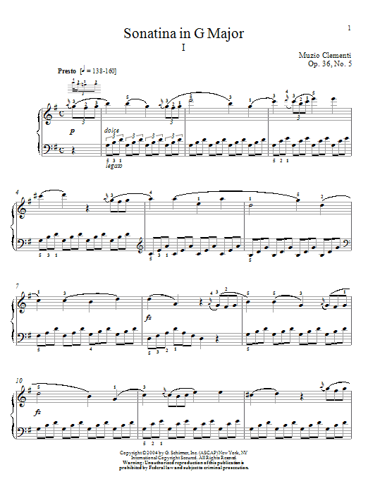 Product gallery: Page 1 of 1 Sonatina in G, Op.36 #5, Muzio Clementi