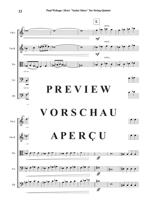 Produktgalerie: Seite 13 von 21 Motet Stabat Mater , , (Streicherquintett oder Streichorchester)