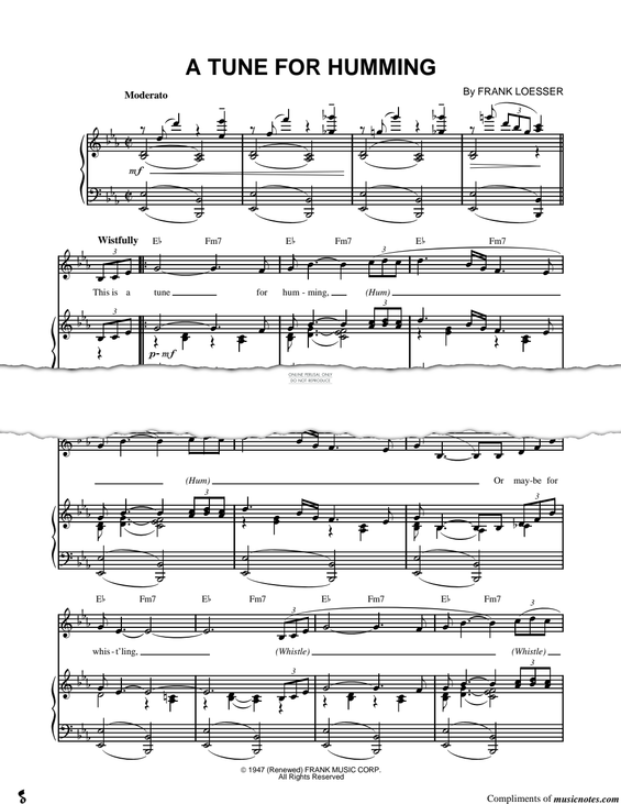 Produktgalerie: Seite 1 von 1 A Tune For Humming, Frank Loesser, Gesang, Gitarre, Klavier