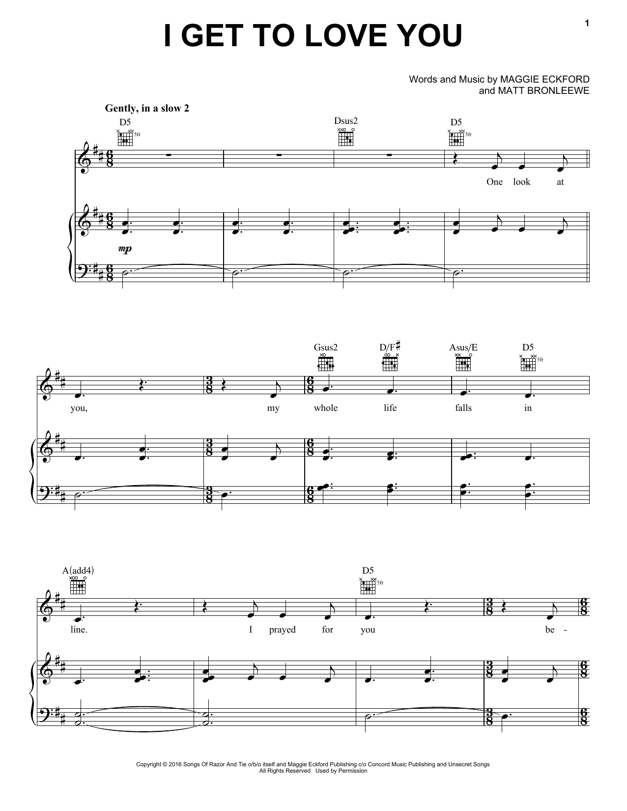 Produktgalerie: Seite 1 von 1 I Get To Love You, Ruelle, Gesang, Gitarre, Klavier