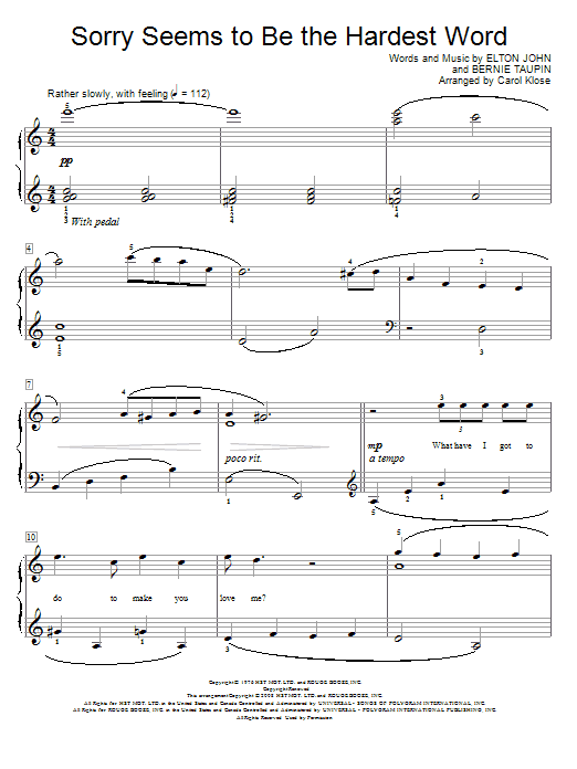 Produktgalerie: Seite 1 von 1 Sorry Seems To Be The Hardest Word, Elton John, Klavier