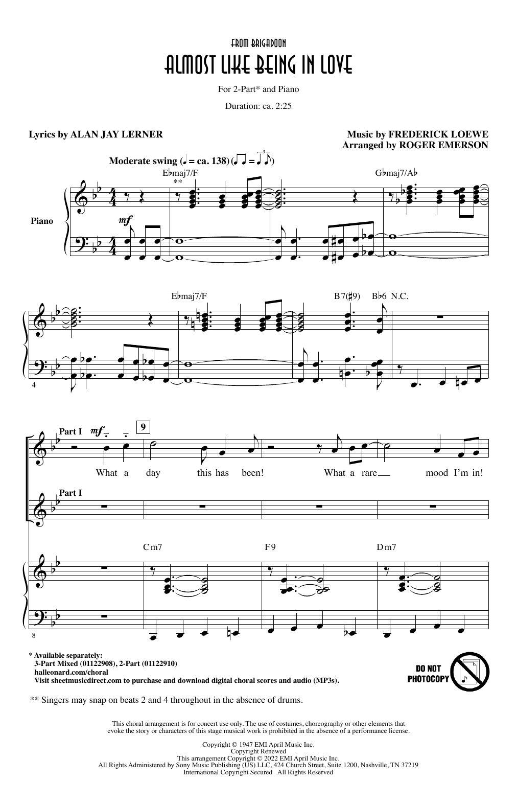 Produktbild zu: Almost Like Being In Love (from Brigadoon) (arr. Roger Emerson)