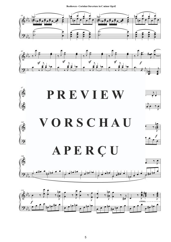 Produktgalerie: Seite 6 von 11 Coriolan Ouverture in C minor Op.62 - Piano Version, , Klavier Solo