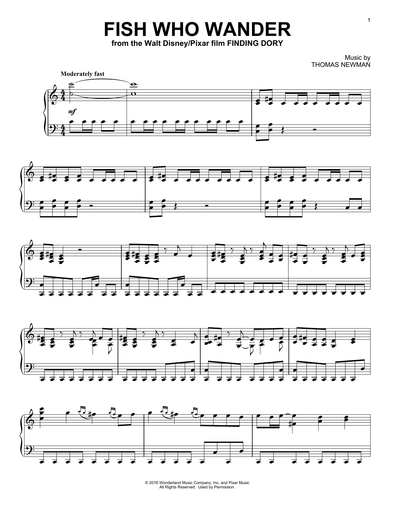 Product gallery: Page 1 of 1 Fish Who Wander (from Finding Dory), Thomas Newman
