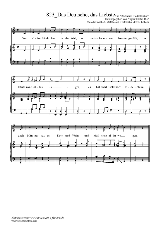 Product picture to: Das Deutsche, das Liebste Melodie: nach A. Methfessel, Text: Schmidt von Lübeck