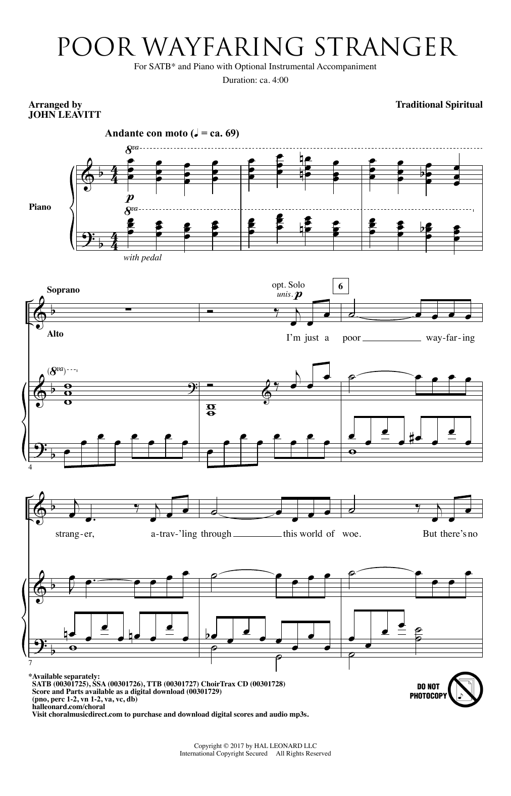 Product picture to: Poor Wayfaring Stranger (arr. John Leavitt)