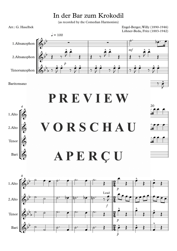 Product gallery: Page 2 of 11 In der Bar zum Krokodil, Comedian Harmonists, (Saxophone Quartet AATB)