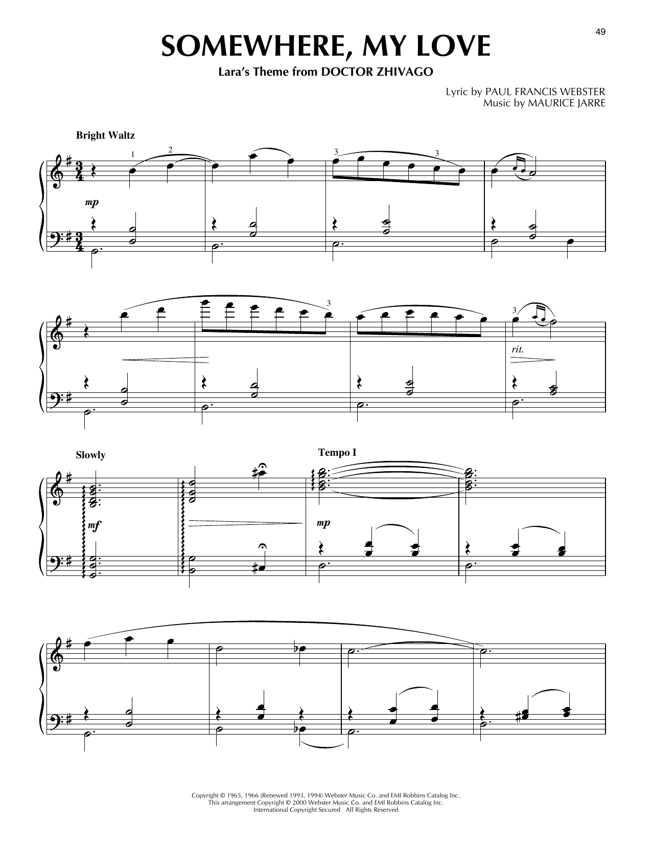 Product picture to: Somewhere, My Love (from Doctor Zhivago) (arr. Phillip Keveren)