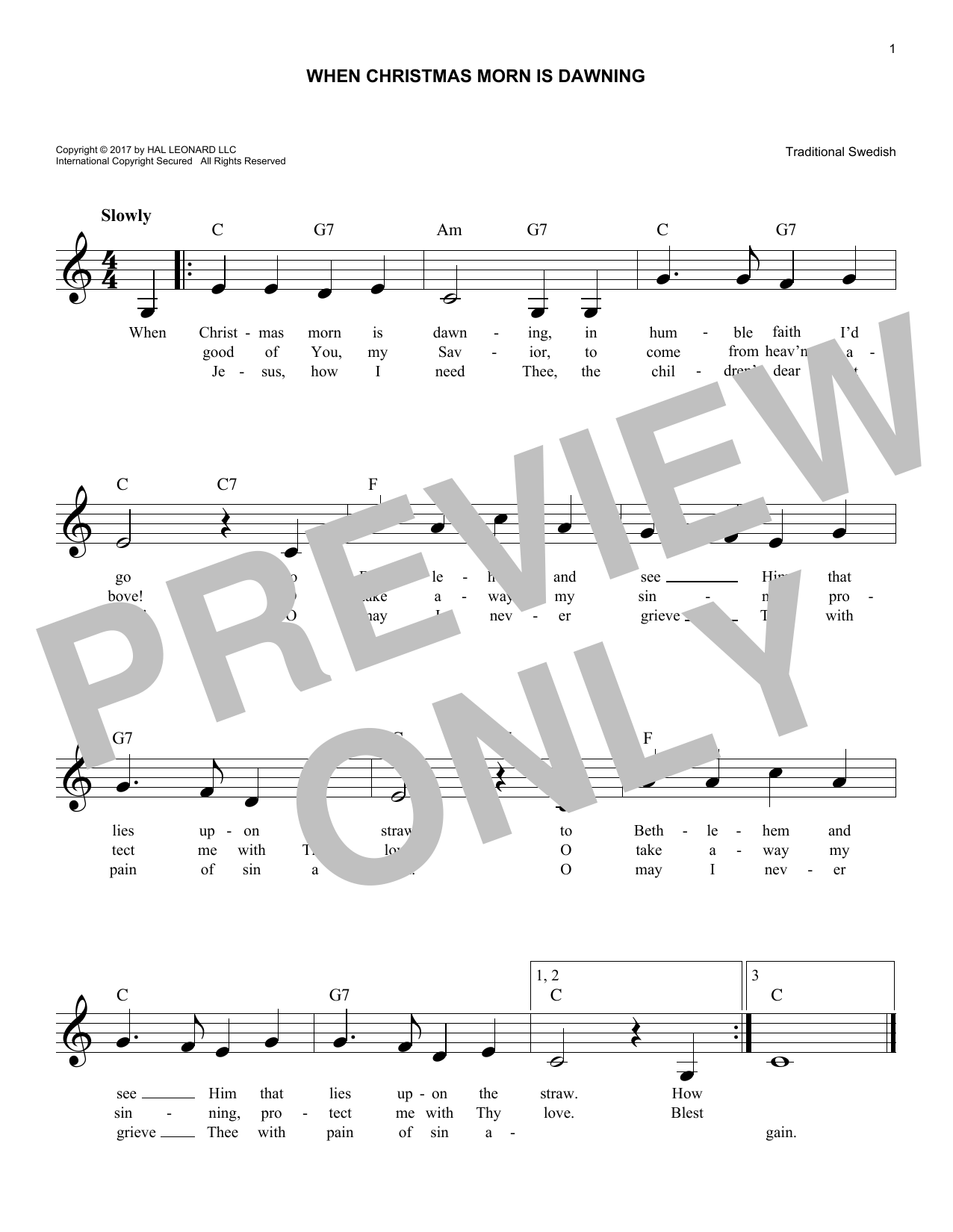 Product gallery: Page 1 of 1 When Christmas Morn Is Dawning, Traditional Swedish