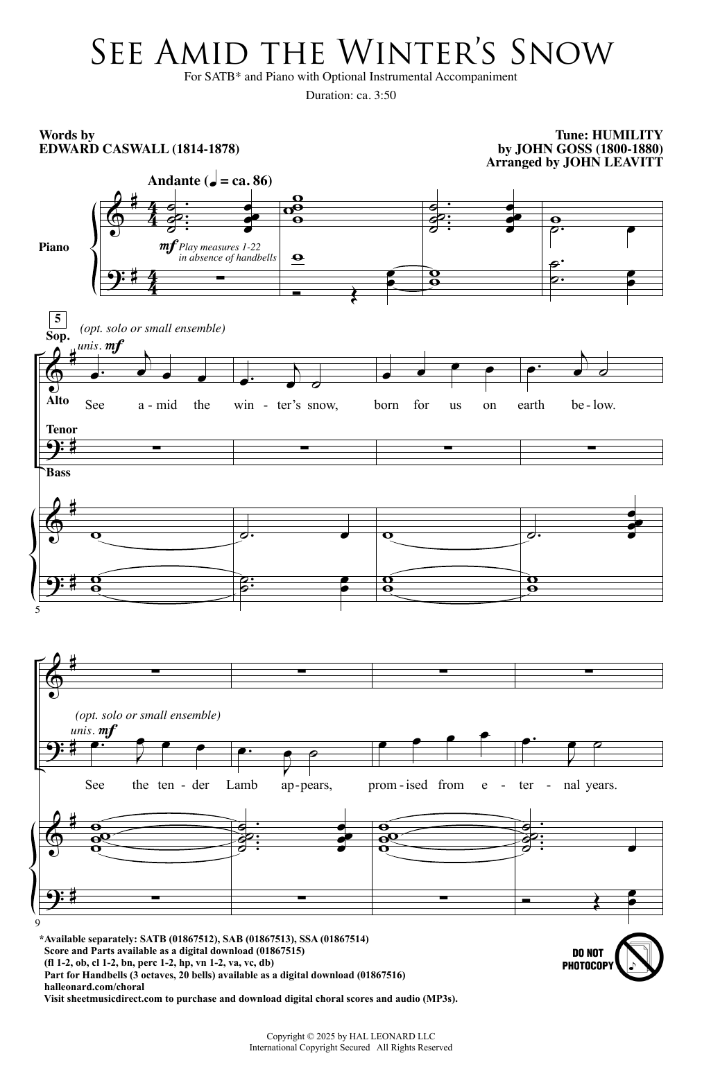 Product picture to: See Amid The Winter's Snow (arr. John Leavitt)