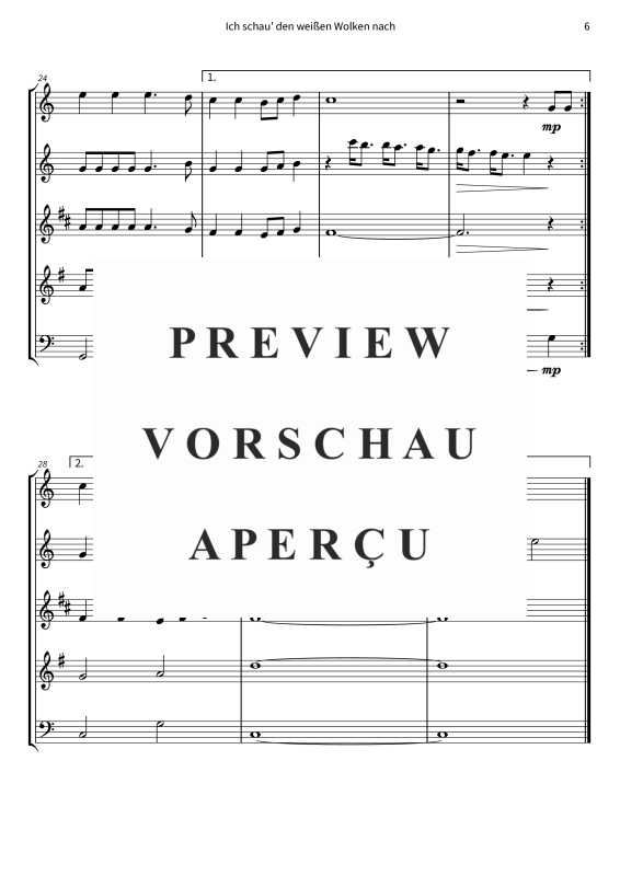 Produktgalerie: Seite 8 von 11 Ich schau´ den weißen Wolken nach, Nana Mouskouri, (Holzbläserquintett)