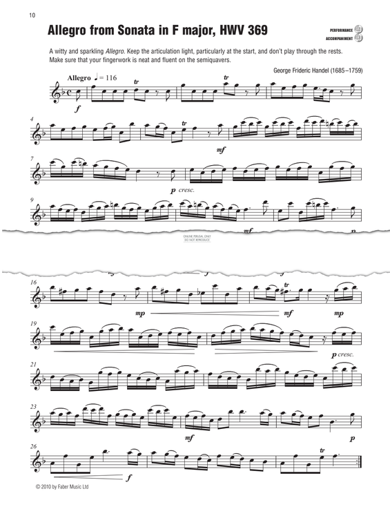 Product gallery: Page 1 of 1 Allegro from Sonata in F major HWV 369, George Frideric Handel