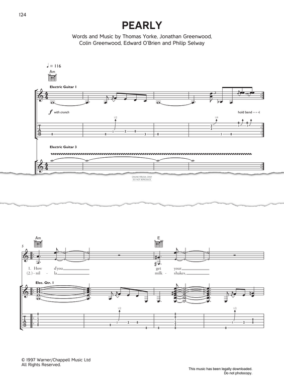 Produktgalerie: Seite 1 von 1 Pearly, Radiohead, Gesang, Gitarre