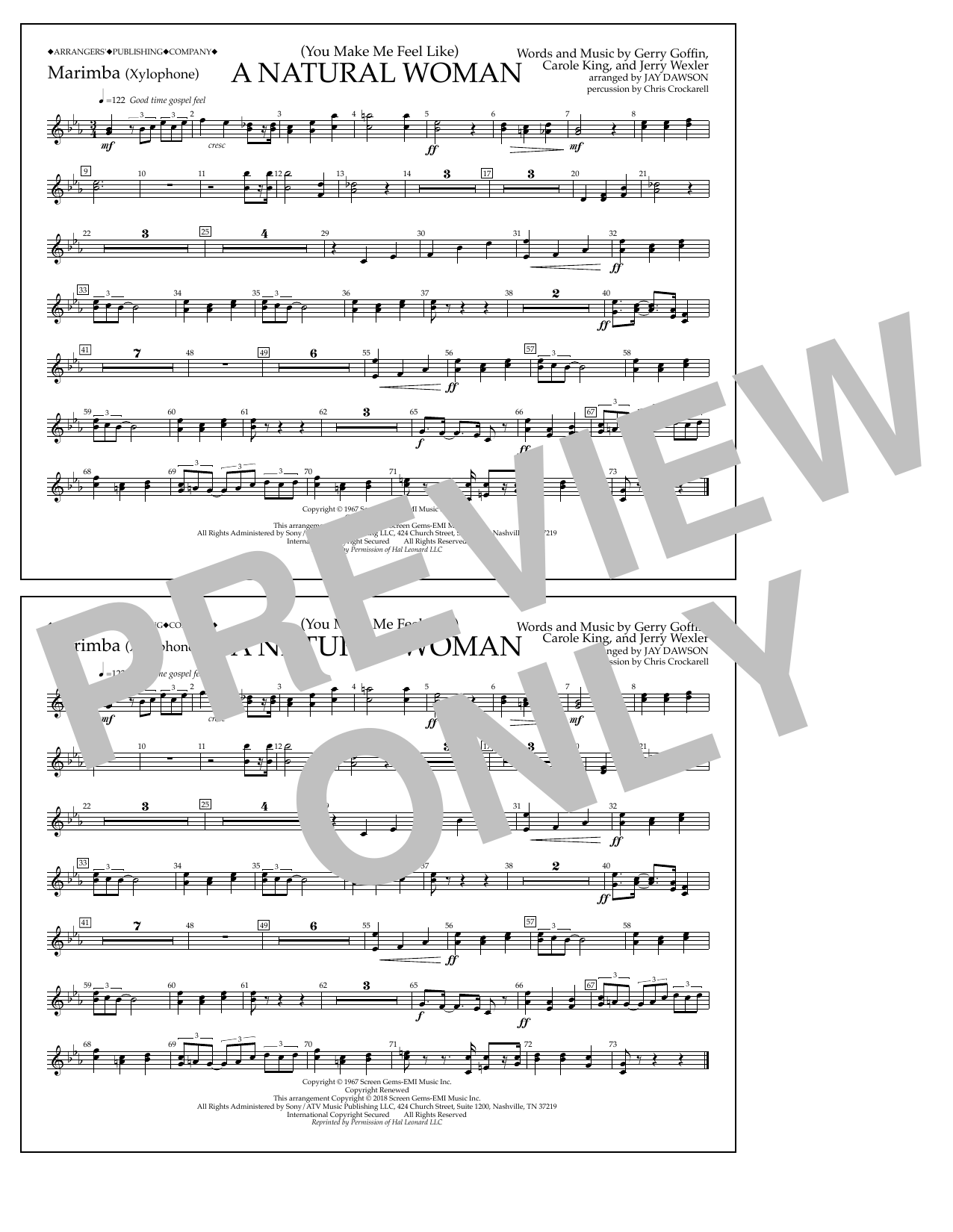 Product picture to: (You Make Me Feel Like) A Natural Woman (arr. Jay Dawson) - Marimba