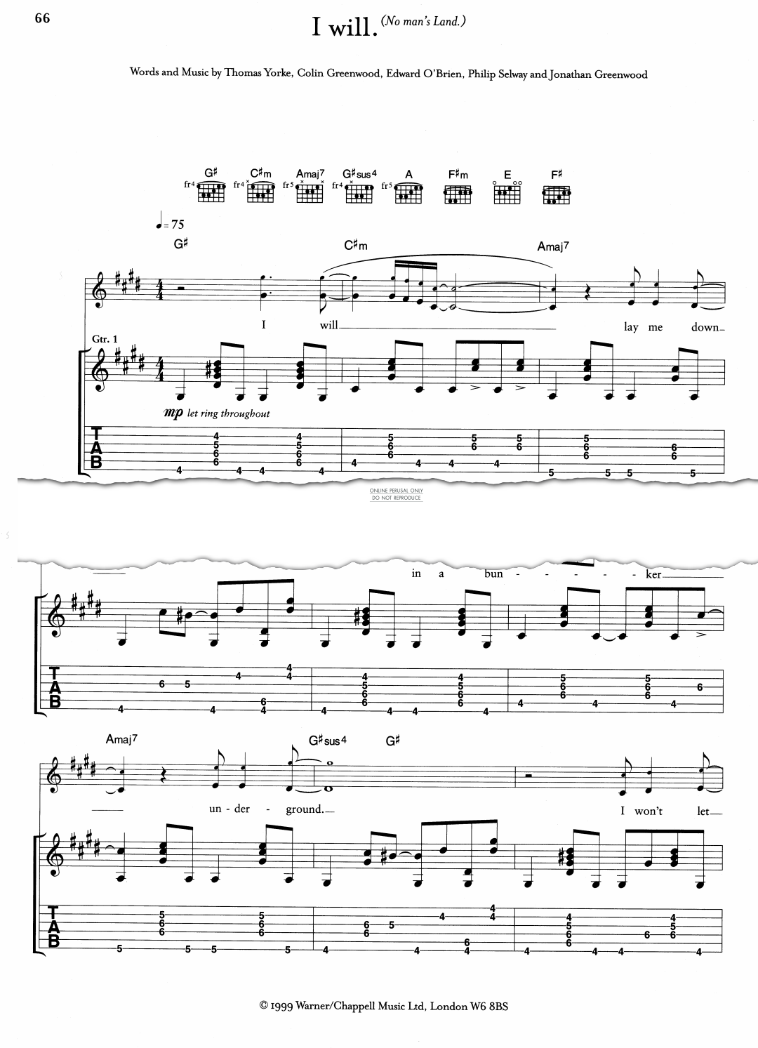 Produktgalerie: Seite 1 von 1 I Will, Radiohead, Gesang, Gitarre