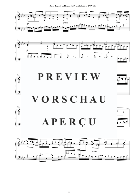 Product gallery: Page 9 of 10 Prelude and Fugue No. 17 in A flat major, BWV 886, , Solo Piano
