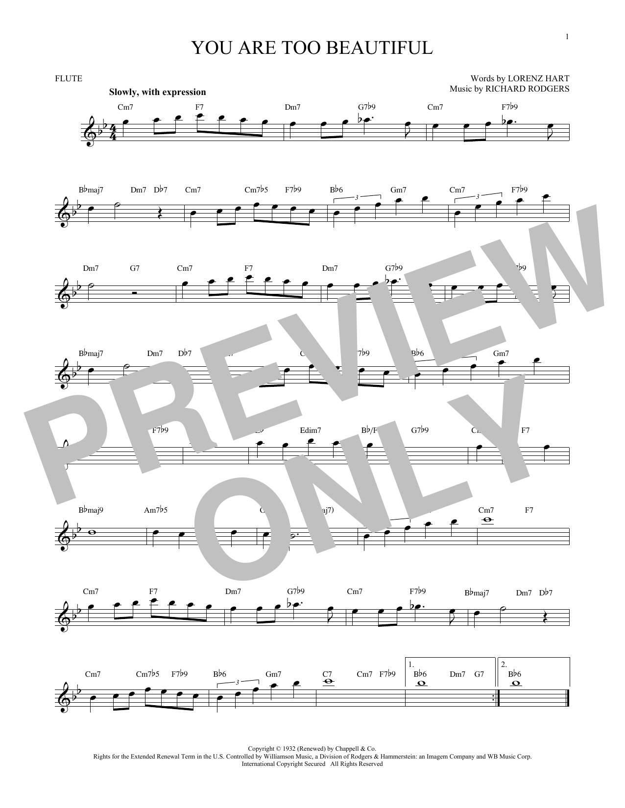 Product gallery: Page 1 of 1 You Are Too Beautiful, Rodgers & Hart