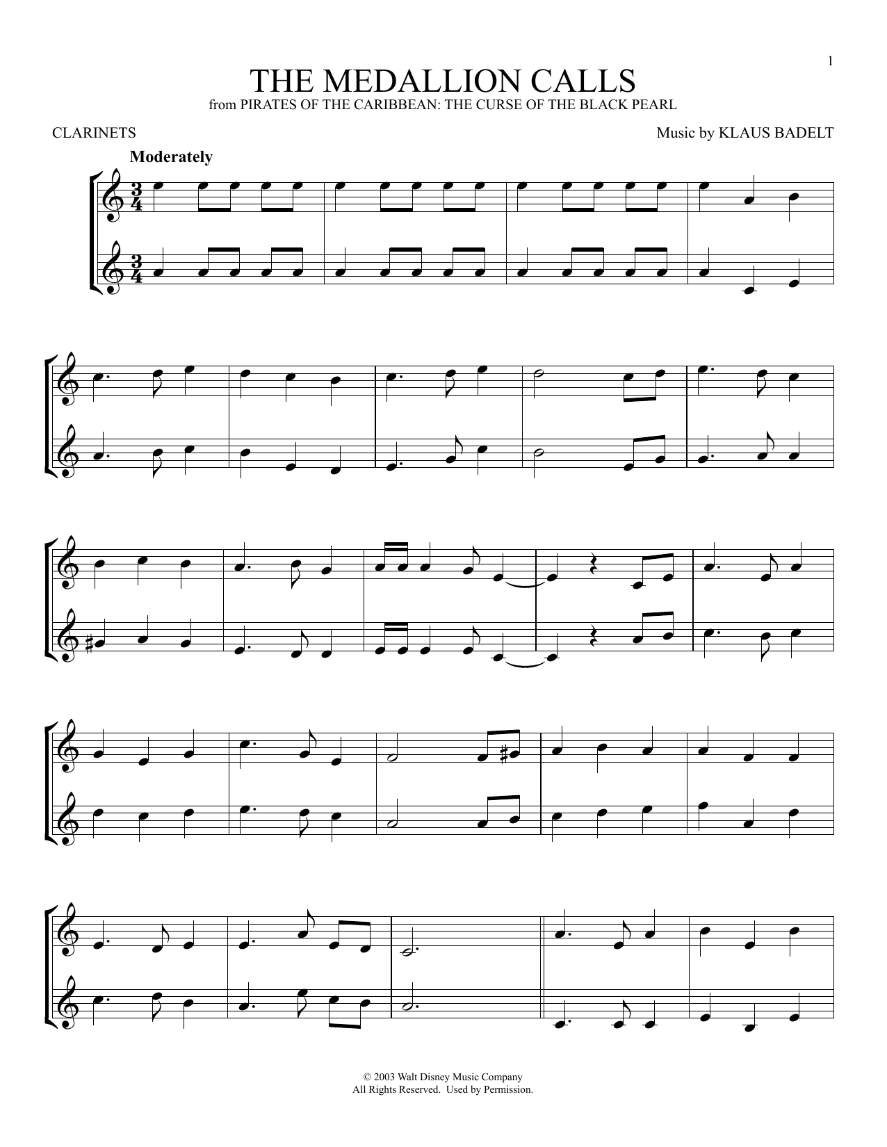 Product gallery: Page 1 of 1 The Medallion Calls (from Pirates Of The Caribbean: The Curse Of The Black Pearl), Klaus Badelt