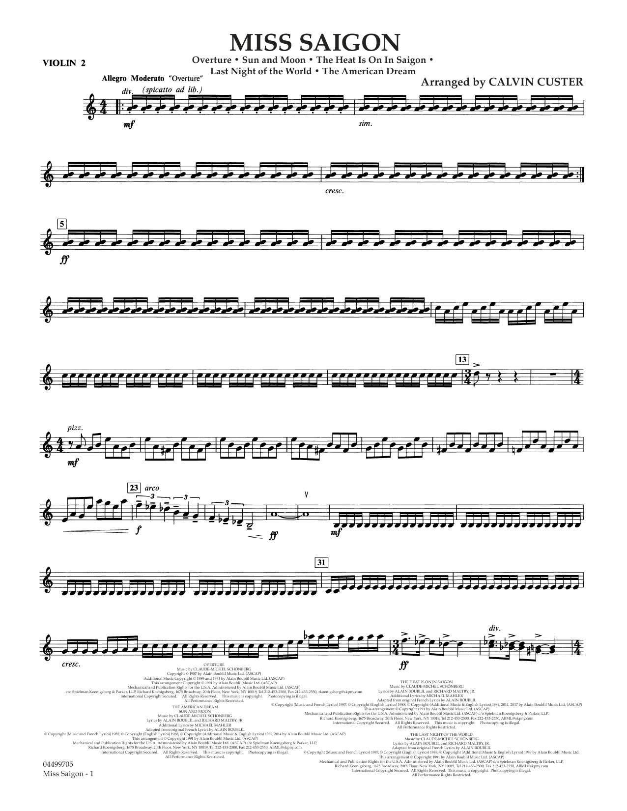 Produktbild zu: Miss Saigon (arr. Calvin Custer) - Violin 2
