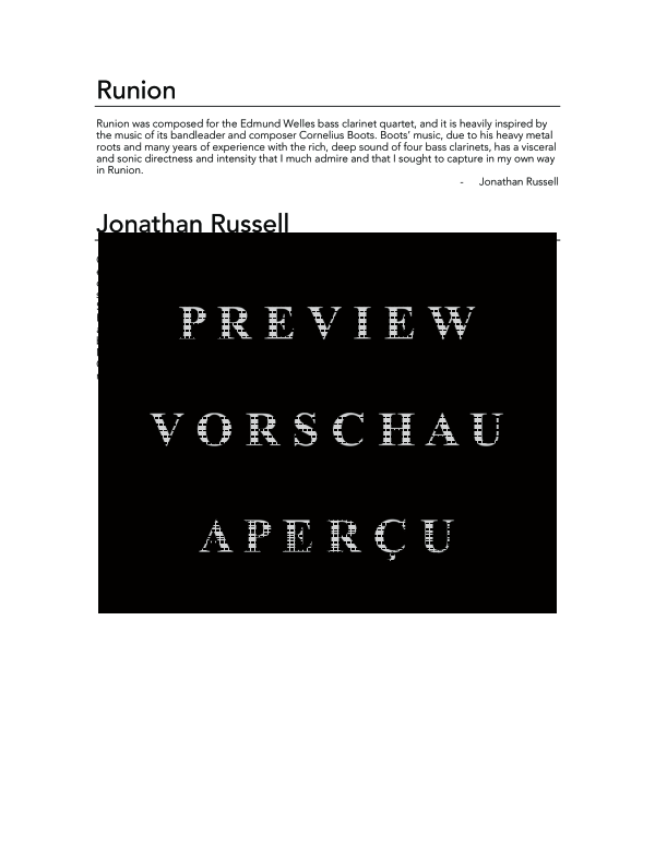 Produktgalerie: Seite 4 von 11 Runion, , (Bassklarinetten Quartett)