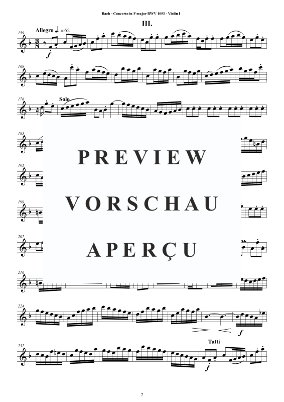 Product gallery: Page 8 of 11 Concerto in F-Dur BWV 1053, , String Quartet - Individual Parts